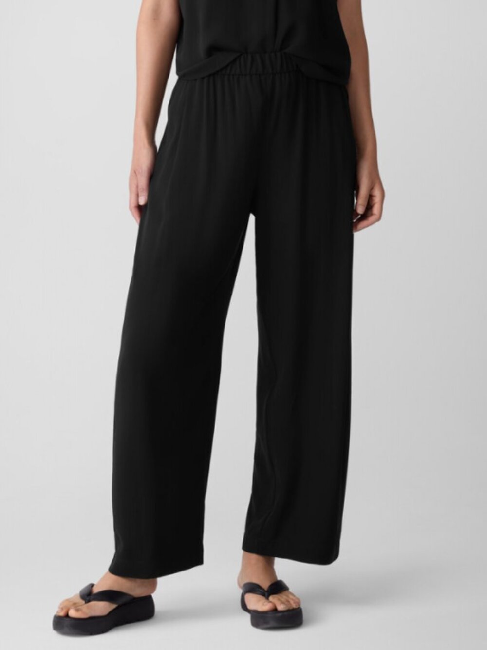 NWT Eileen Fisher Wide Leg Pant in Black Extra Large